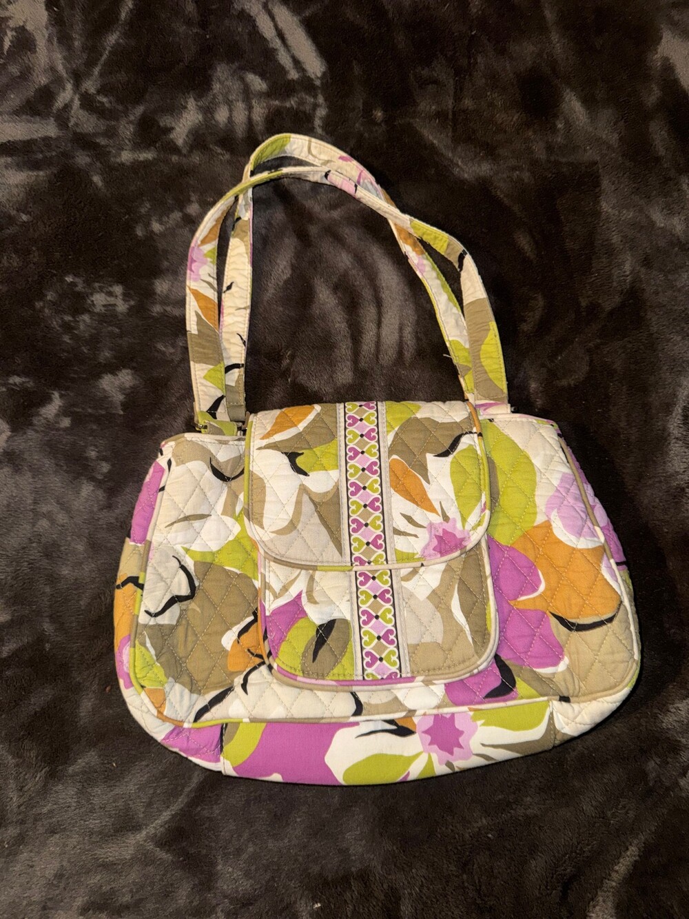 Vera Bradley Portobello Road Saddle Up Quilted Cotton Shoulder Bag